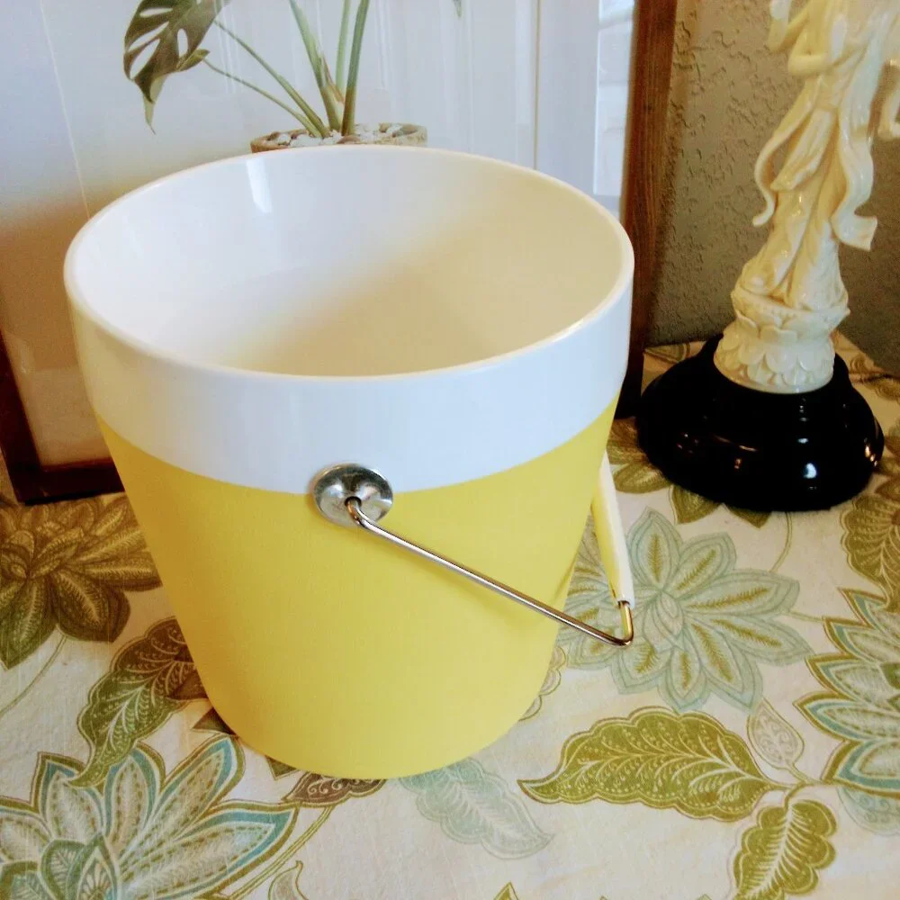 Vtg West Bend MCM Thermo-Serv Atomic Yellow Insulated Ice Bucket